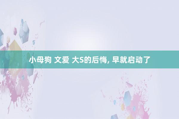 小母狗 文爱 大S的后悔, 早就启动了